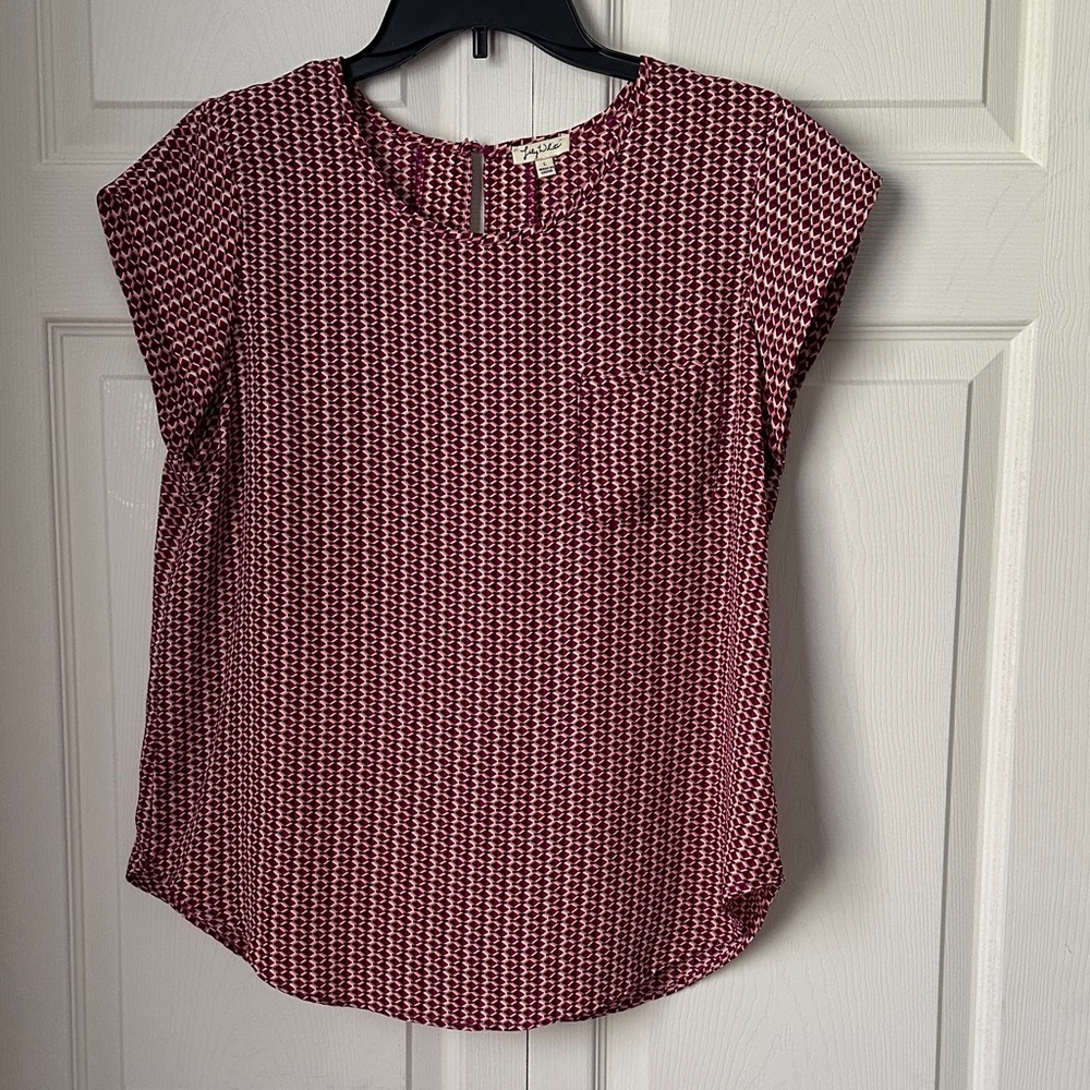 Lily White Burgundy Geometric Blouse